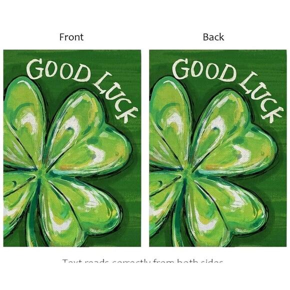 St. Patrick's Day Garden Flag 12x18 Good Luck Shamrock Four Leaf Clover Irish - Picture 4 of 5